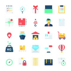 Global Logistics Colored Vector Icon Pack