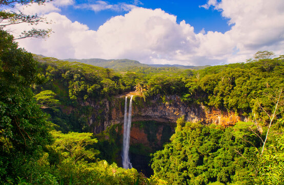 The beautiful Waterfall in Chamarel, Mauritius Island, Indian Ocan, Africa