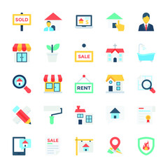 Real Estate Colored Vector Icons