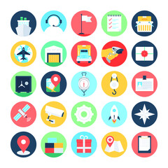 Global Logistics Flat Icons Set