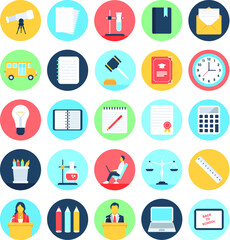 Modern Education Flat Circular Icons Vector