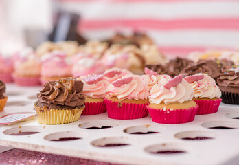 Pink and chocolate gourmet cupcakes