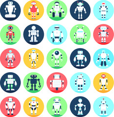 Robots, Robotics Flat Icons Collection