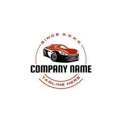 Sport car logo design template. Awesome a sport car silhoutte logo. A sport car lineart logotype.
