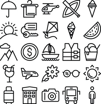 Summer and Travel Line Icons Collection