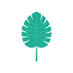 monstera leaf icon, flat style