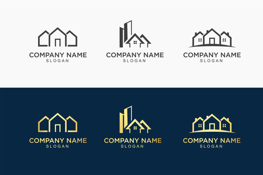 luxury real estate and building logo vector design
