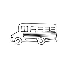 Doodle school bus in vector. Hand drawn school bus in vector
