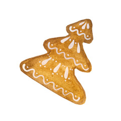 Gingerbread in the shape of a Christmas tree. Fragrant pastries for the Christmas holidays.
