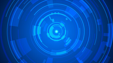 Circle blue technology Hi-tech dark background. Abstract graphic digital future concept design.