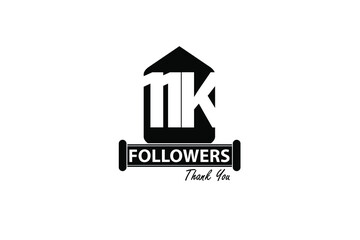 11K,11.000 Followers Thank you. Sign Ribbon All Black space vector illustration on White background - Vector