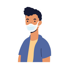 Man with medical mask vector design