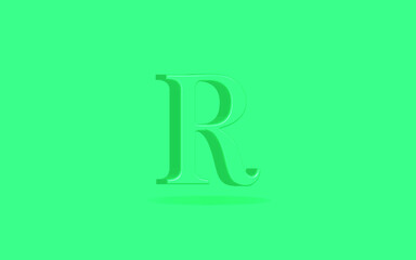 letter r capital 3d in green background letter r logo.