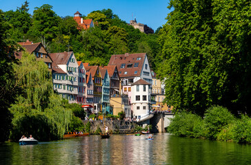Tübingen Neckar Fluss Universität Altstadt Baden-Württemberg Deutschland Sehenswürdigkeit...
