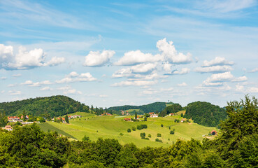 Beautiful landscape of Austrian vineyards in south Styria. Famous Tuscany like place to visit.