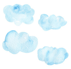 Watercolor cloud illustration. Isolated on a white background.Hand Drawn watercolor illustration.