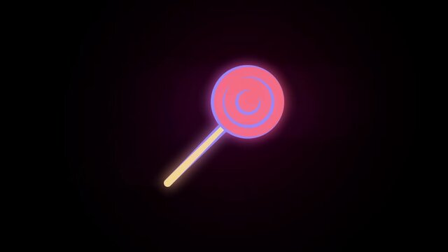 lollipop colored icon 2D animation on black background
