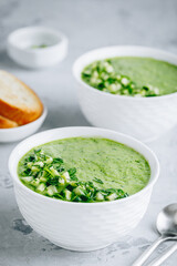 Cucumber Gazpacho. Green fresh cold summer soup.
