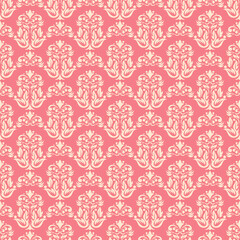 Floral seamless design. Pink and beige background