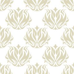 Fototapeta premium Floral seamless pattern. Light olive design on white background
