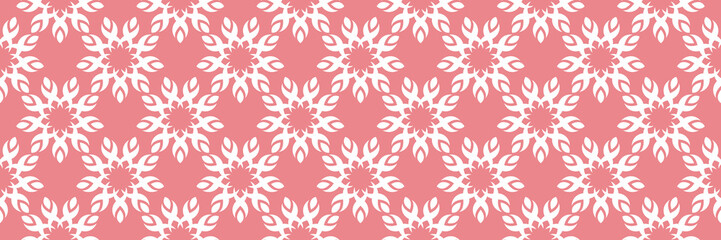 Fototapeta premium Floral print. White pattern on pale pink seamless background
