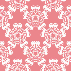 Floral seamless pattern. White flowers on pink background