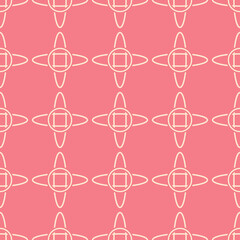 Geometric print with circles. Beige pattern on pink seamless background