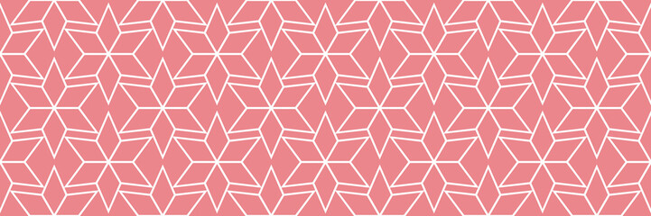 White and pink seamless pattern in oriental style. Arabic background