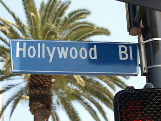 Hollywood Blvd street sign in Los Angeles, California.