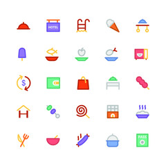 
Hotel & Restaurant Colored Vector Icons 3
