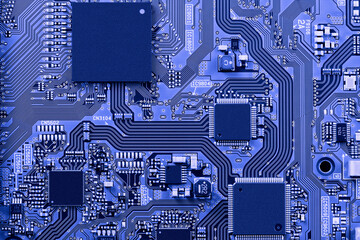Electronic circuit board close up.
