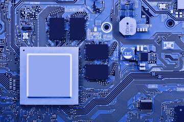 Electronic circuit board close up.