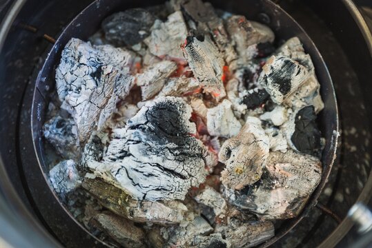 Overhead shot of inside a Spanish kitchen appliance "Putxera" under sunlight