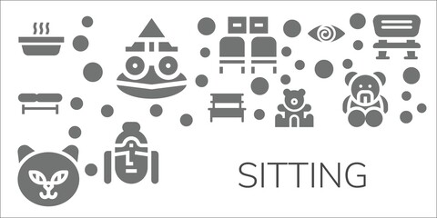 sitting icon set