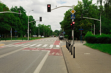 Road sign and bike path on the highway