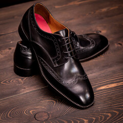 Fototapeta na wymiar black leather shoes