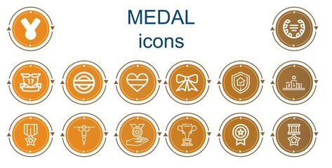 Editable 14 medal icons for web and mobile