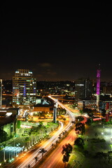 Fototapeta premium Sao Paulo city skyline with Morumbi district during night, Brazil