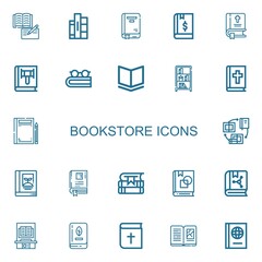 Editable 22 bookstore icons for web and mobile