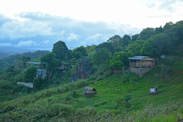 Fototapeta na wymiar Treasure Mountain overview with house in Tanay, Rizal, Philippines
