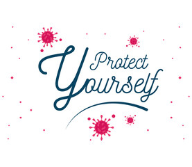 Fototapeta na wymiar label protect yourself from coronavirus or covid 19, poster