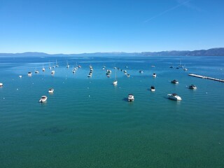 Lake Tahoe Marina and lake landscape, USA