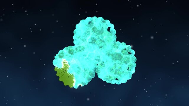 Leaf, autumn, green freezing animation with falling snowflakes background