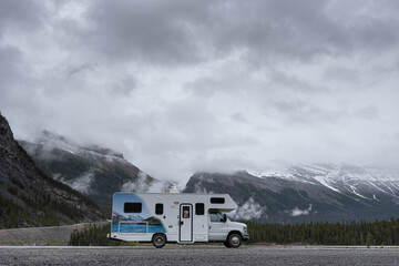 camping in the mountains in an RV Campervan in Canada