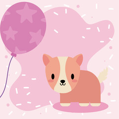 cute birthday card with guinea pig kawaii