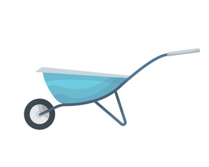 Element of garden set. Agricultural tool for garden care, colorful vector flat illustration. Gardening element wheelbarrow