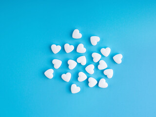 Aspirin tablets in the form of hearts.