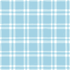 Blue Gingham seamless pattern. watercolor stripes, tartan texture for spring picnic table cloth, shirts, plaid, clothes, dresses, blankets, paper. vector checkered summer paint brush strokes.