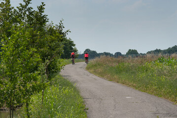 i ciclisti pedalano sulla strada in campagna
