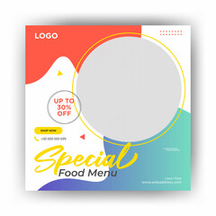 Social Media Square Food Banner Design Template 